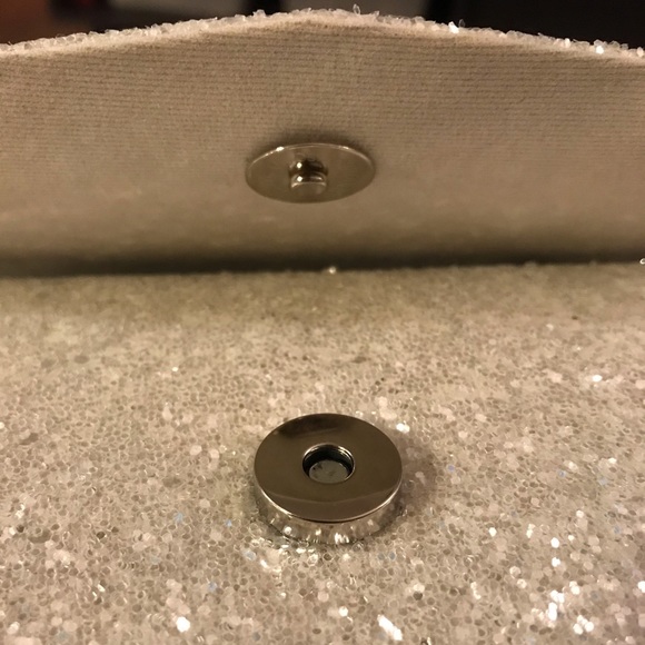 White Chunky Glitter Structured Clutch Bag - Picture 4 of 7